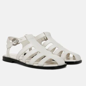 New Vince Melina Ankle Strap Fisherman Sandal in white leather Size: 6